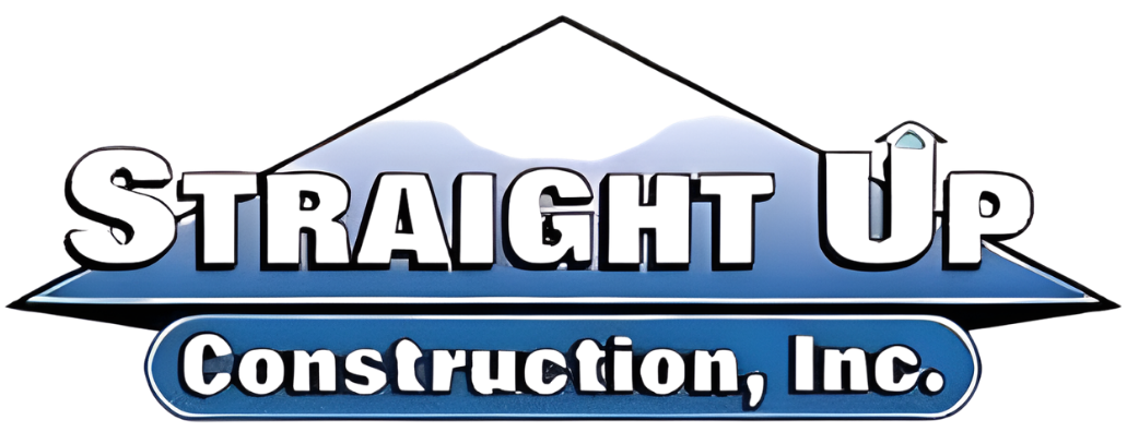 Straight Up Construction, Inc. logo with blue banner and roof outline