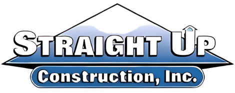 Straight Up Construction, Inc. logo with blue banner and roof outline