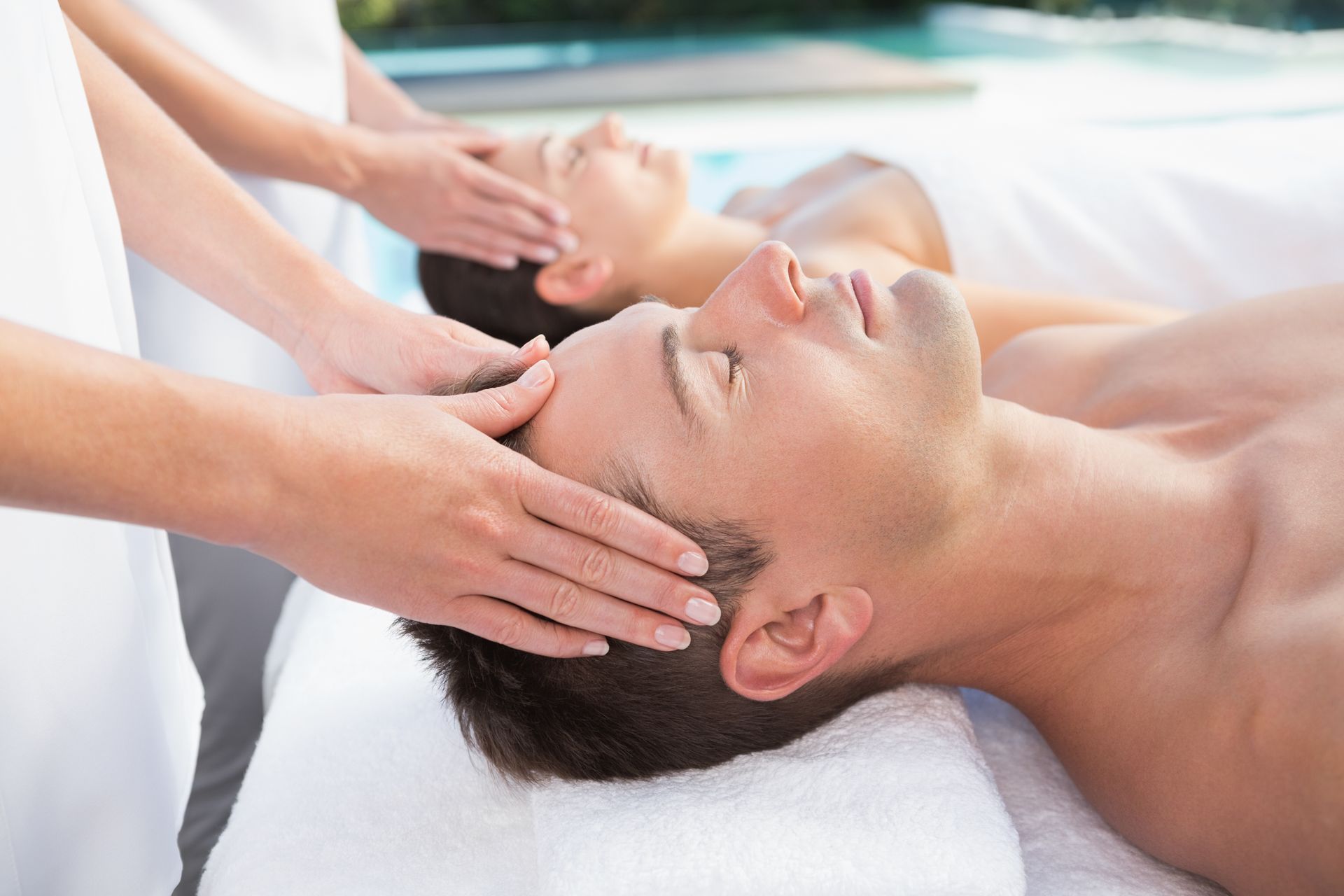 Couples massage at a Kona vacation rental