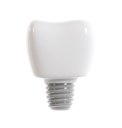 White screw-in dental implant crown on a transparent background