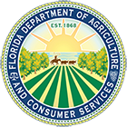 Florida Department of Agriculture and Consumer Services circular seal with green and gold lettering