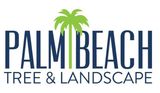 Palm Beach Tree & Landscape logo with blue text and a green palm tree icon