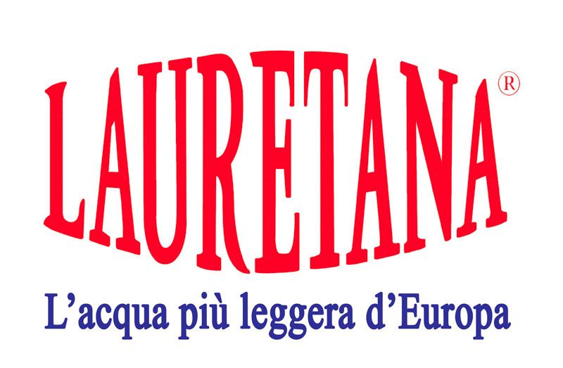 Lauretana water logo in red with the text