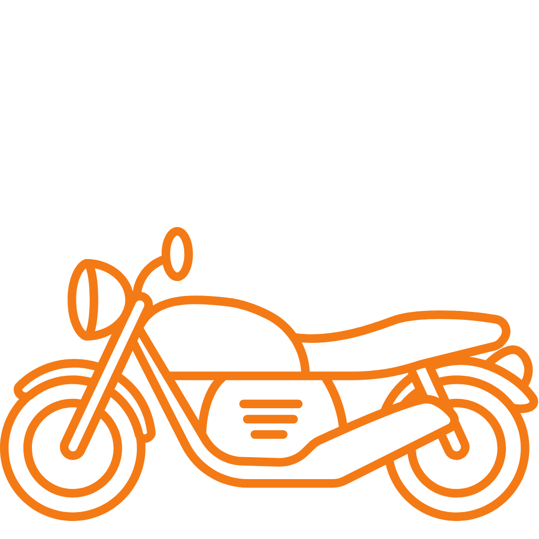 Orange outline of a motorcycle.