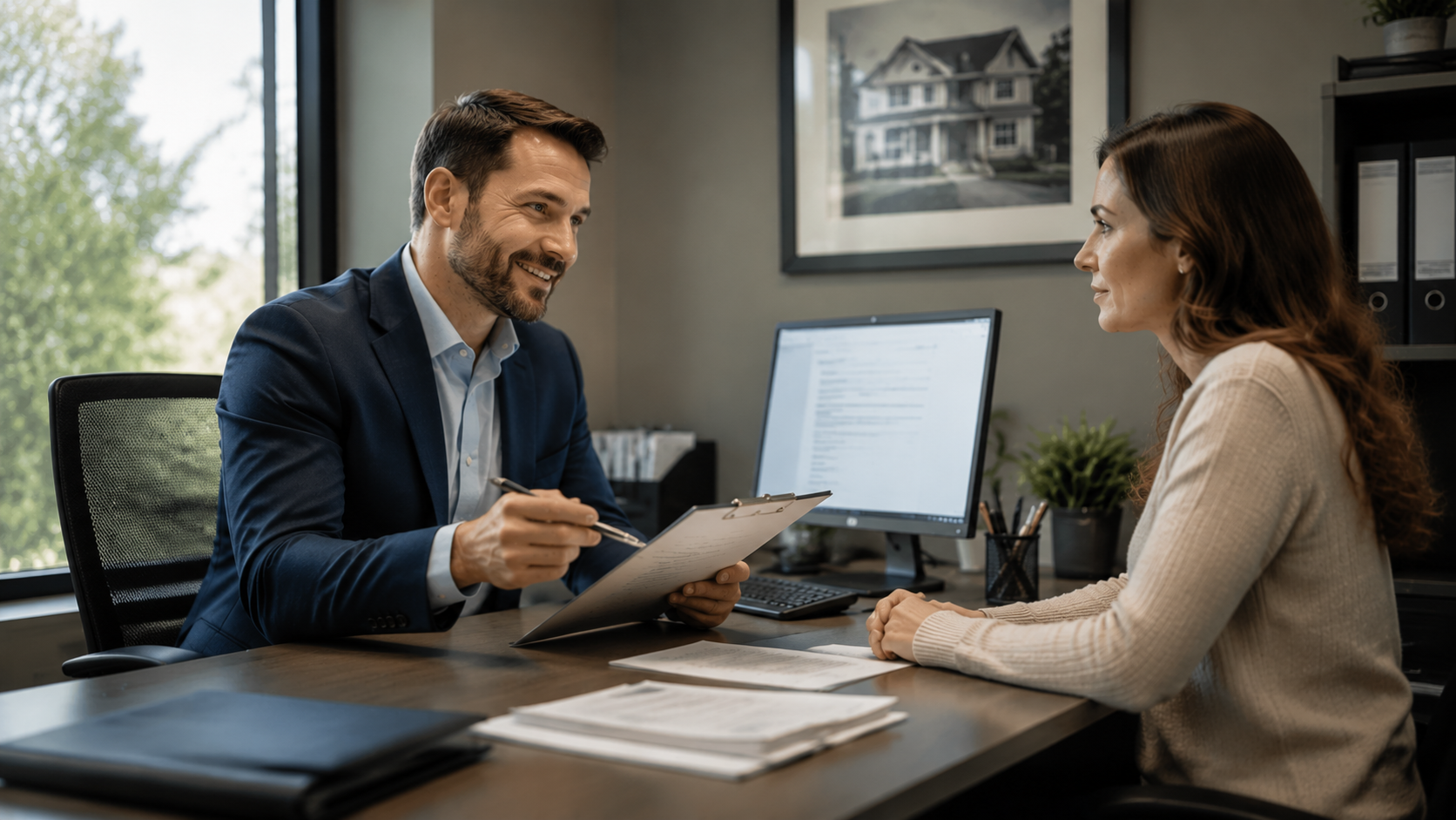  insurance agent helping homeowner with Home Insurance claim support
