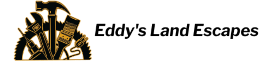 Eddy's Land Escapes logo with a gold-and-black landscape emblem and text on a white background