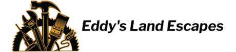 Eddy's Land Escapes logo with a gold-and-black landscape emblem and text on a white background