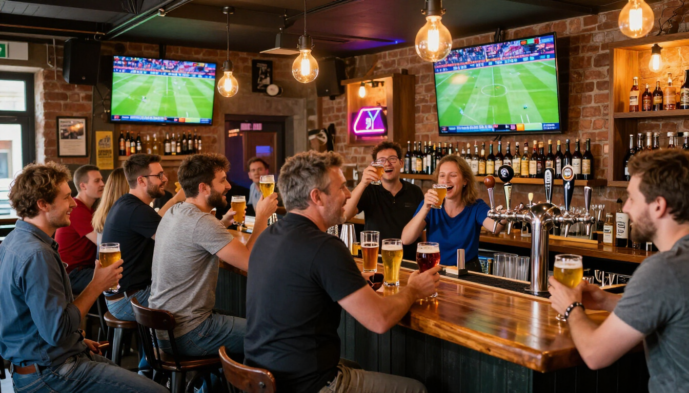 Zimne piwo rzemieślnicze i piłka nożna w tle w Taproom Wilanów