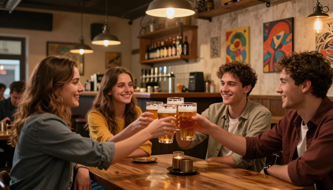 Grupa przyjaciół w Taproom Wilanów