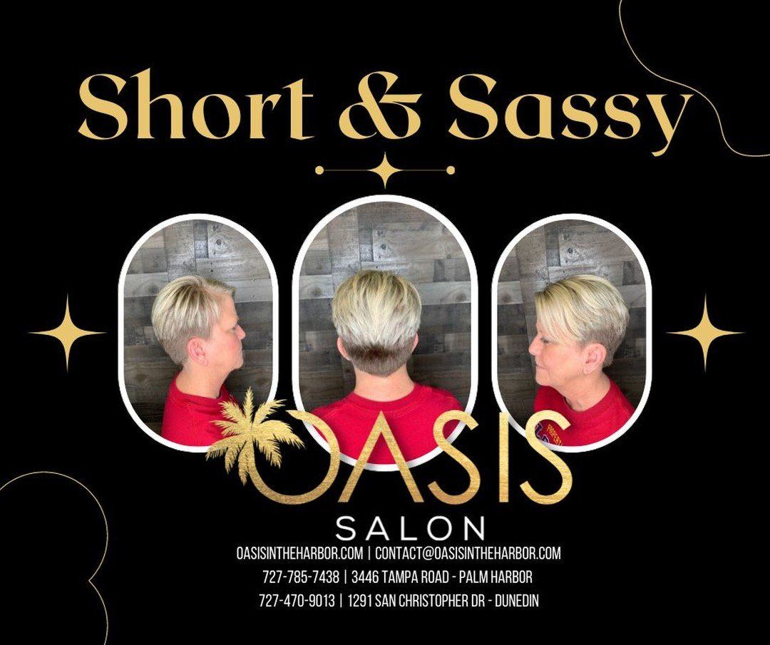 A poster for short and sassy oasis salon
