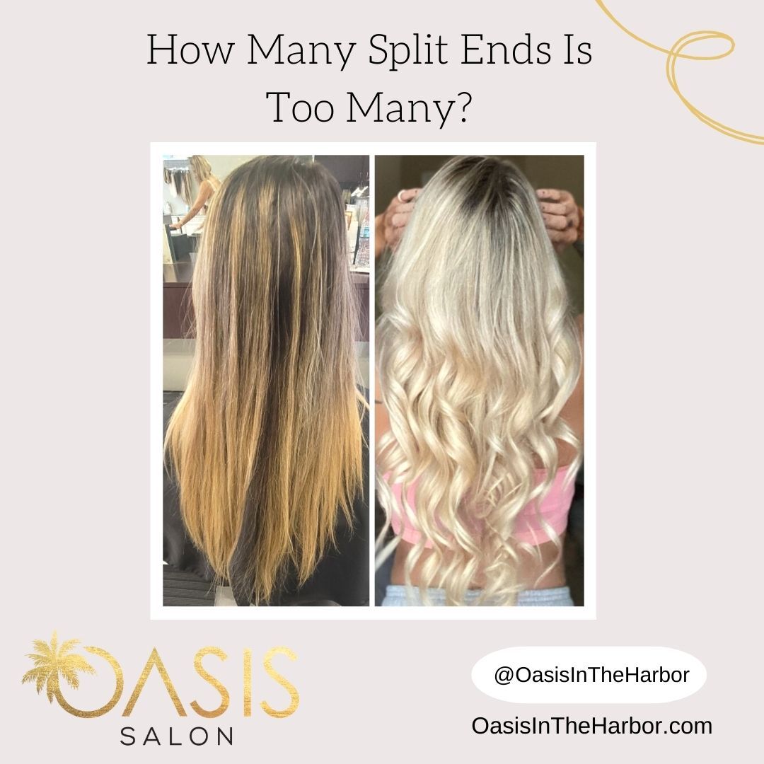 A picture of a woman 's hair before and after being split in half.
