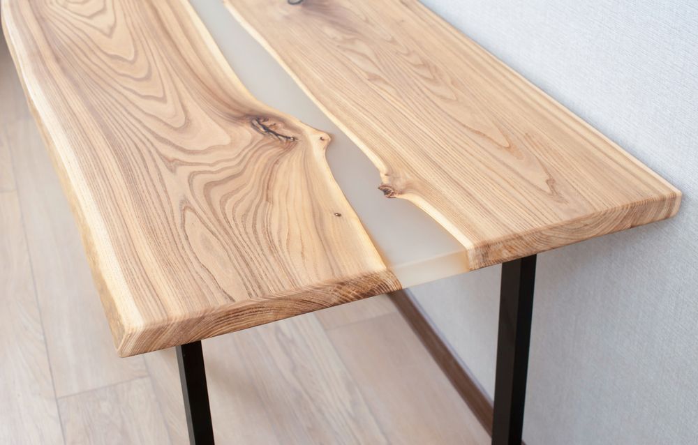 Exquisite Wooden Table Featuring Clear Resin Detailing — Tree Change NQ in Townsville, QLD