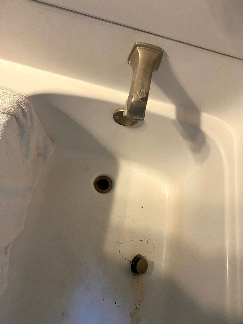 Bathtub drain inspected during an odor call in Goshen, IN