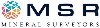 Logo of MSR (Mineral Surveyors) with a globe icon and dark blue letters.