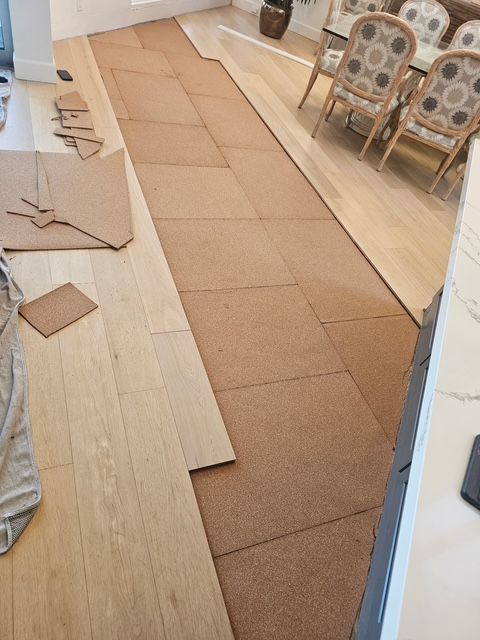 cork underneath hardwood flooring in north county san diego