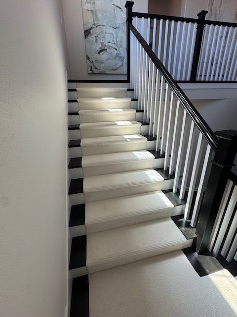 stair runner with bound carpet on 2 sides encinitas