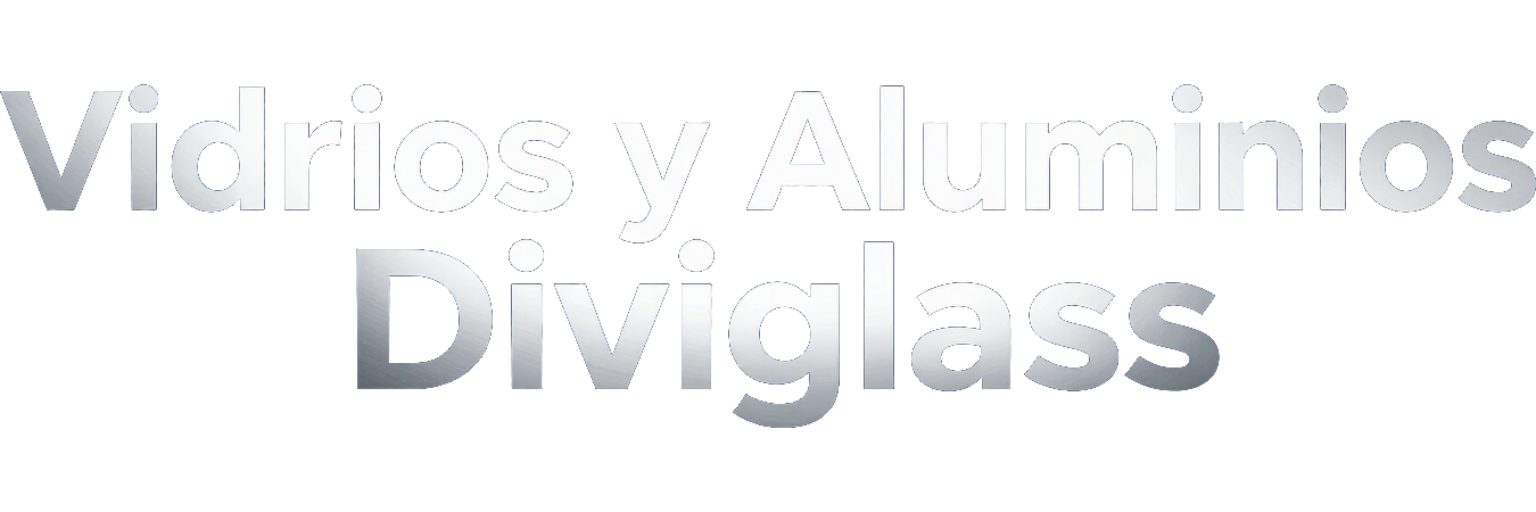 Logotipo con texto blanco que dice «Vidrios y Aluminios Divilass» sobre un fondo claro