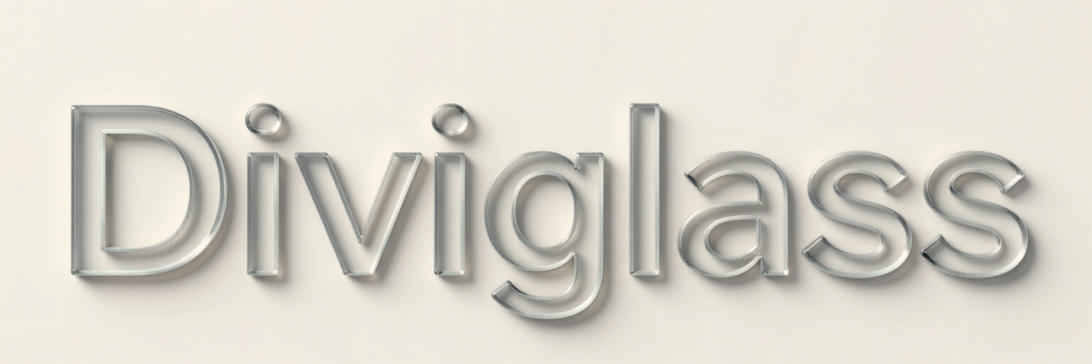 Logotipo de “Diviglass” en relieve gris sobre un fondo claro