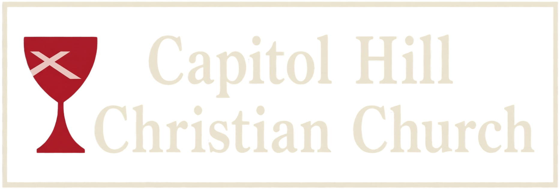 Capitol Hill Christian Church sign with white text on a green background and red cross emblem