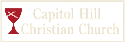 Capitol Hill Christian Church sign with white text on a green background and red cross emblem