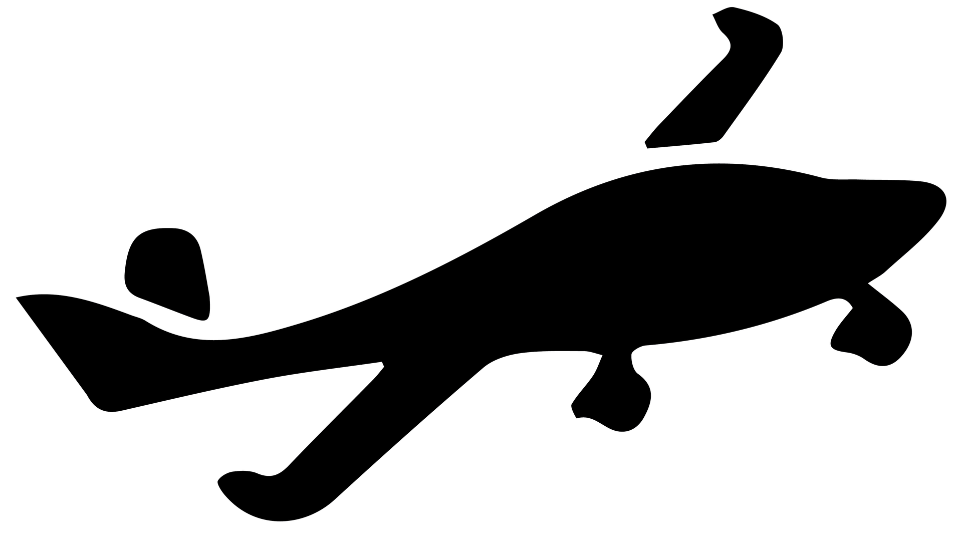 Black silhouette of a dog in mid-jump on a white background
