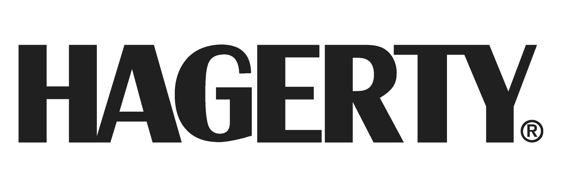 The hagerty logo is black and white on a white background.