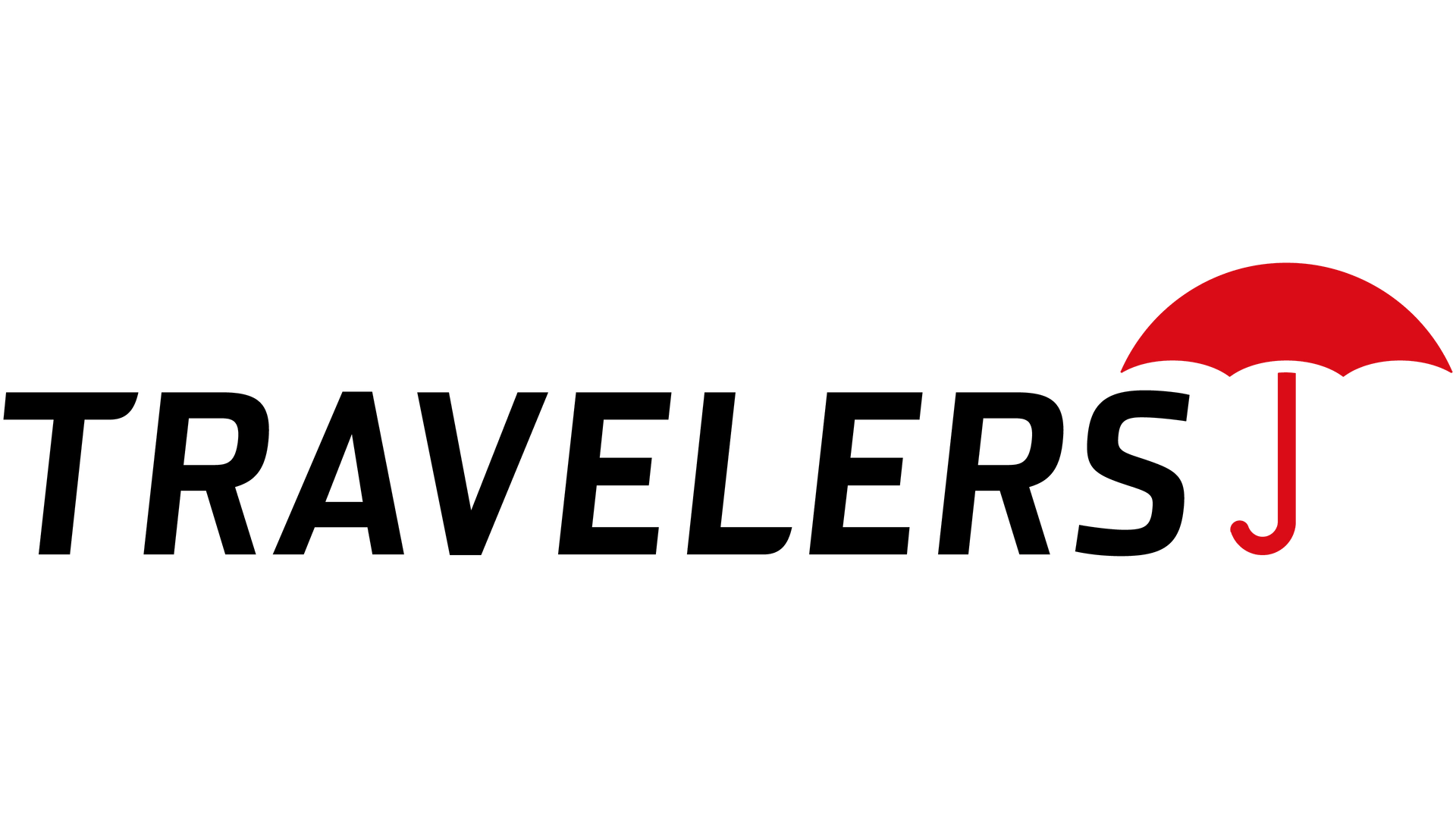 The travelers j logo has a red umbrella on it.