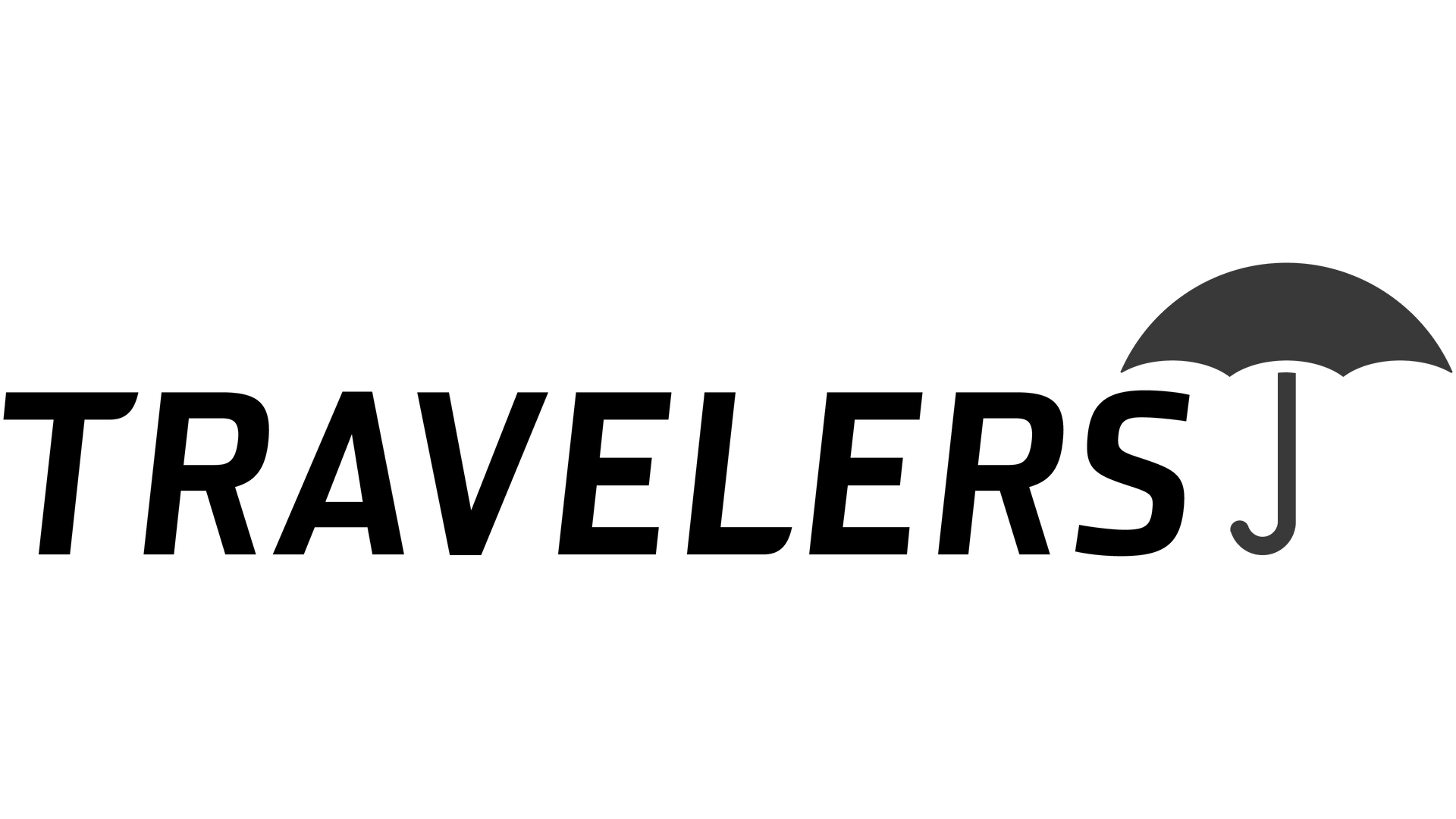 A black and white logo for travelers j with an umbrella.