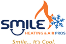 Smile Heating & Air Pros logo with orange flame, blue snowflake, and tagline &ldquo;Smile... It&rsquo;s Cool.&rdquo;
