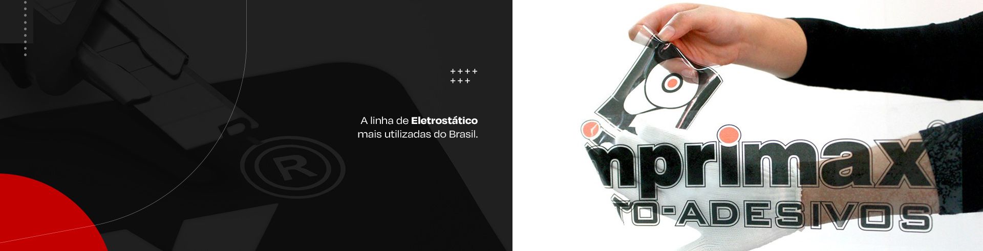 Uma imagem dividida mostrando um gráfico abstrato escuro à esquerda e uma mão removendo um adesivo de vinil com a palavra 