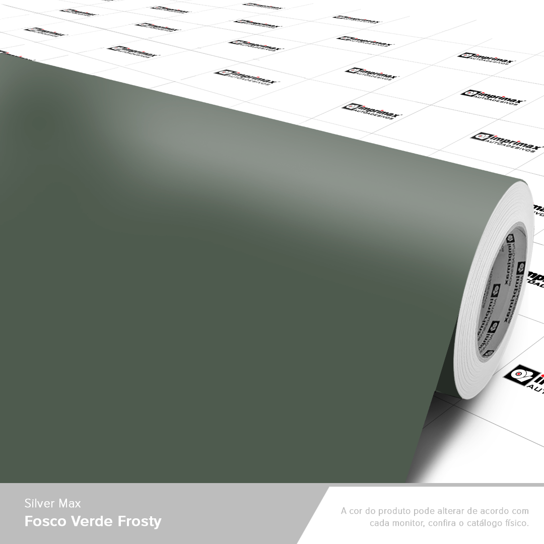 Um rolo de vinil adesivo verde-floresta fosco com papel de suporte quadriculado.