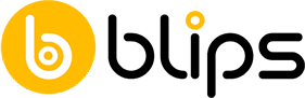O logotipo da Blips apresenta um círculo amarelo com um ícone branco em forma de letra minúscula 'b', seguido da palavra 'blips' em texto preto.