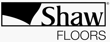 Shaw Floors logo: black text, black design element in a white box.