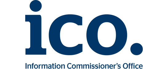 ICO logo in blue with the text