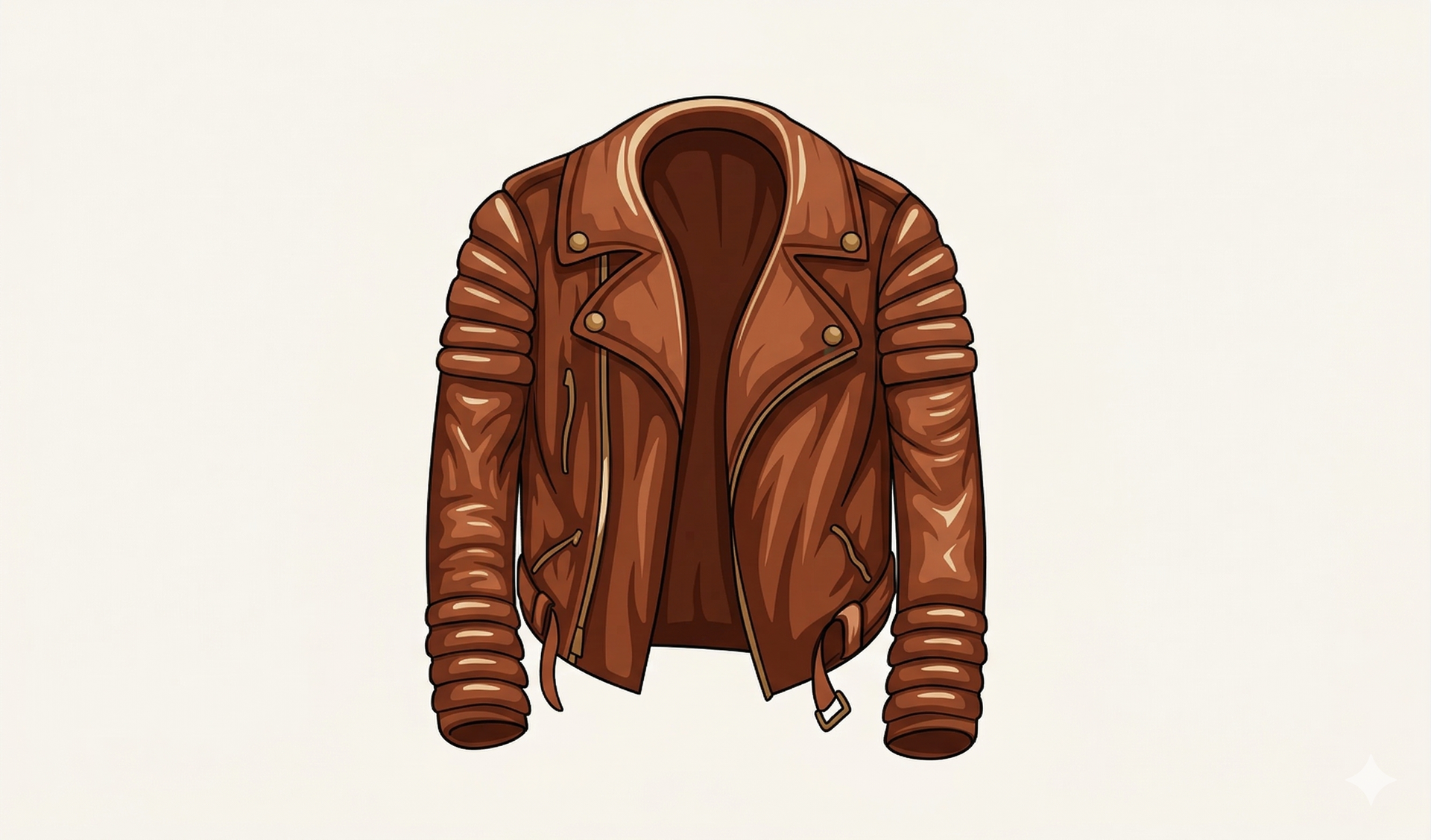 A brown leather biker jacket with quilted shoulder and arm detailing, shown against a plain light background.