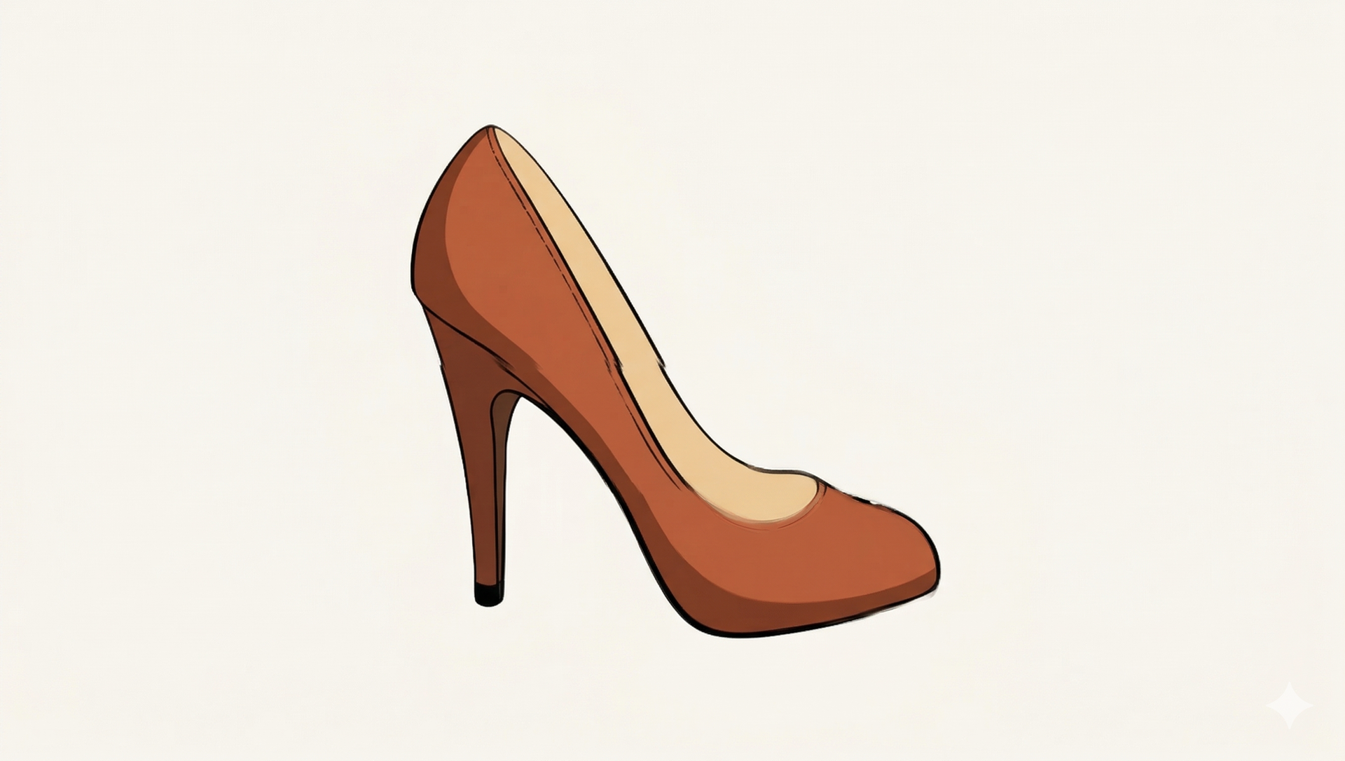 A brown, closed-toe high-heeled pump shoe on a solid light background.