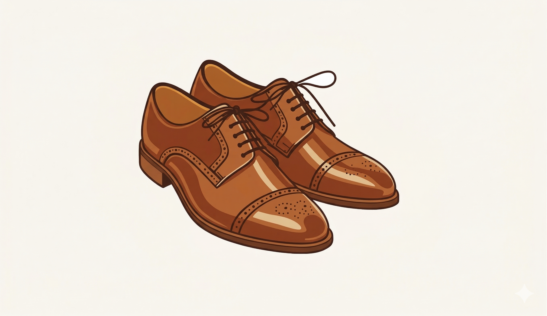 A pair of brown leather oxford dress shoes with cap toes and laces, shown from a high angle.