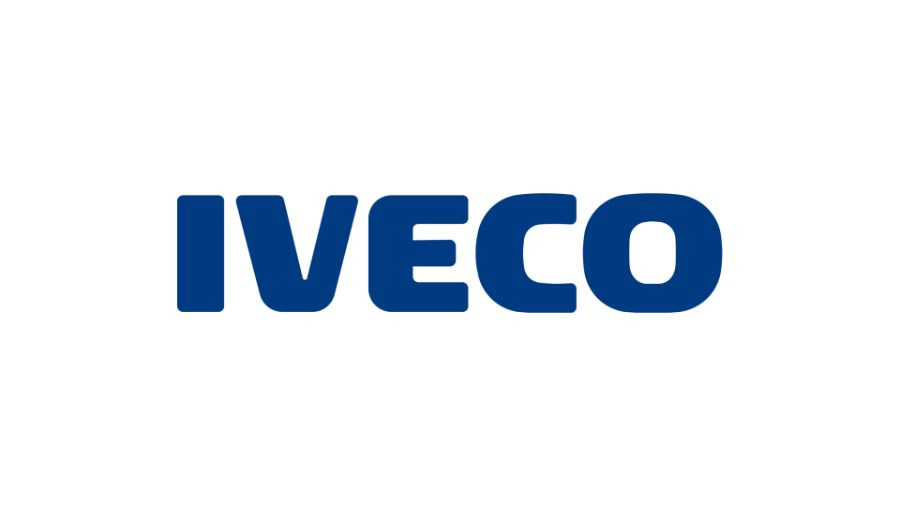 Logo IVECO in testo blu scuro su sfondo bianco.