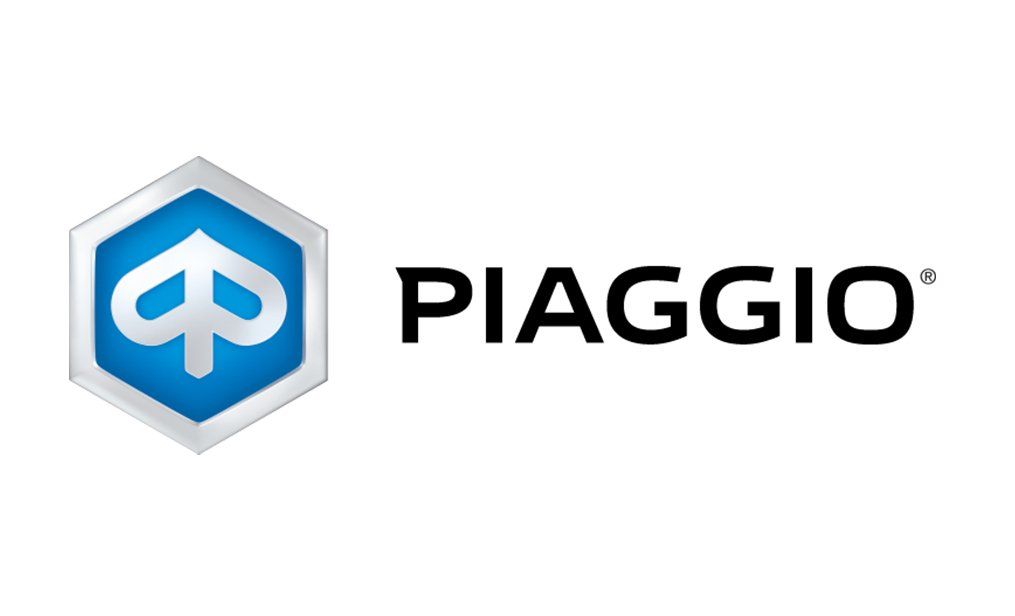 Logo Piaggio: esagono blu con simbolo stilizzato a forma di