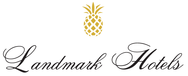 The logo for landmark hotels has a pineapple on it.