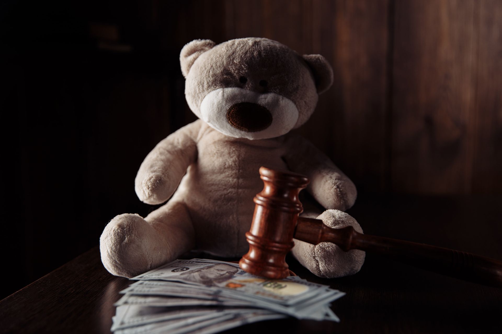Money Banknotes And Teddy Bear
