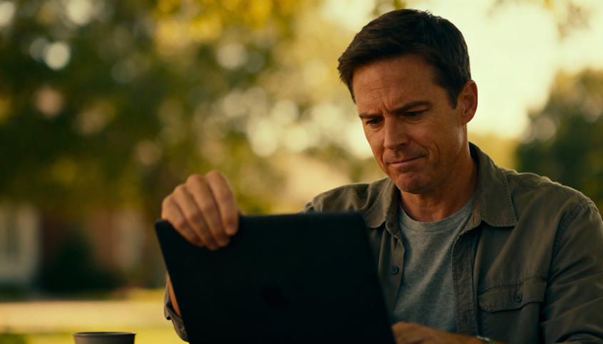 A client in Edmond or Nichols Hills closing a laptop after sending a message through the homepage form, looking relieved and quietly determined.