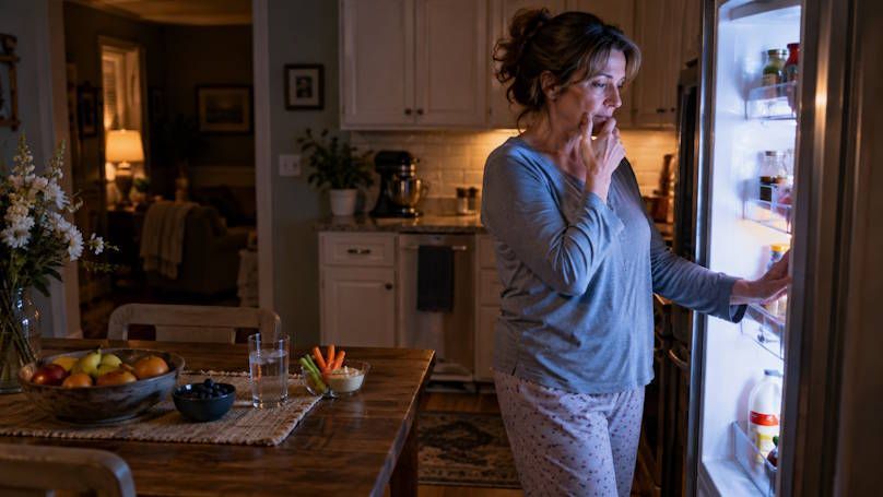 Woman going to the fridge and getting midnight snack