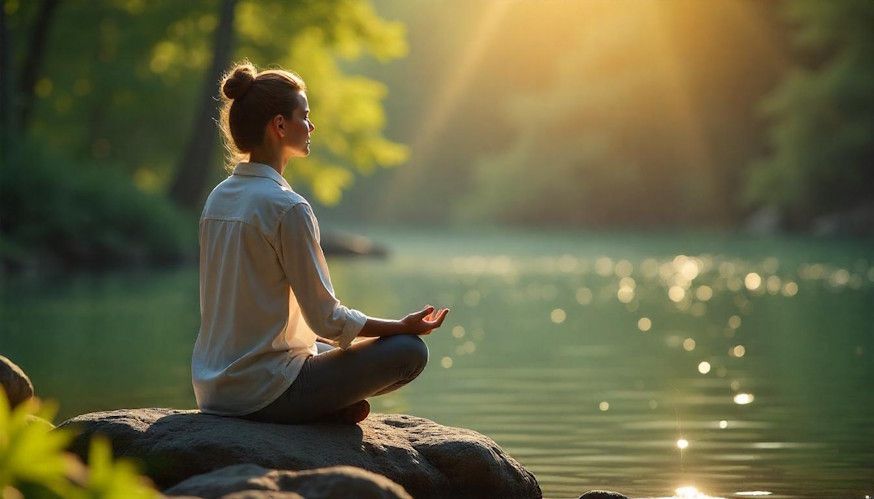woman meditating in nature showing mental strength and resilence