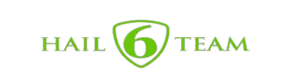 Hail Team 6 HAIL Team logo with green shield-shaped “6” icon and green text on white background