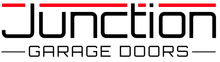 Junction Garage Doors logo in black and red with stylized text on a white background