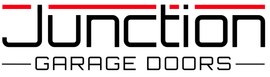 Junction Garage Doors logo in black and red with stylized text on a white background