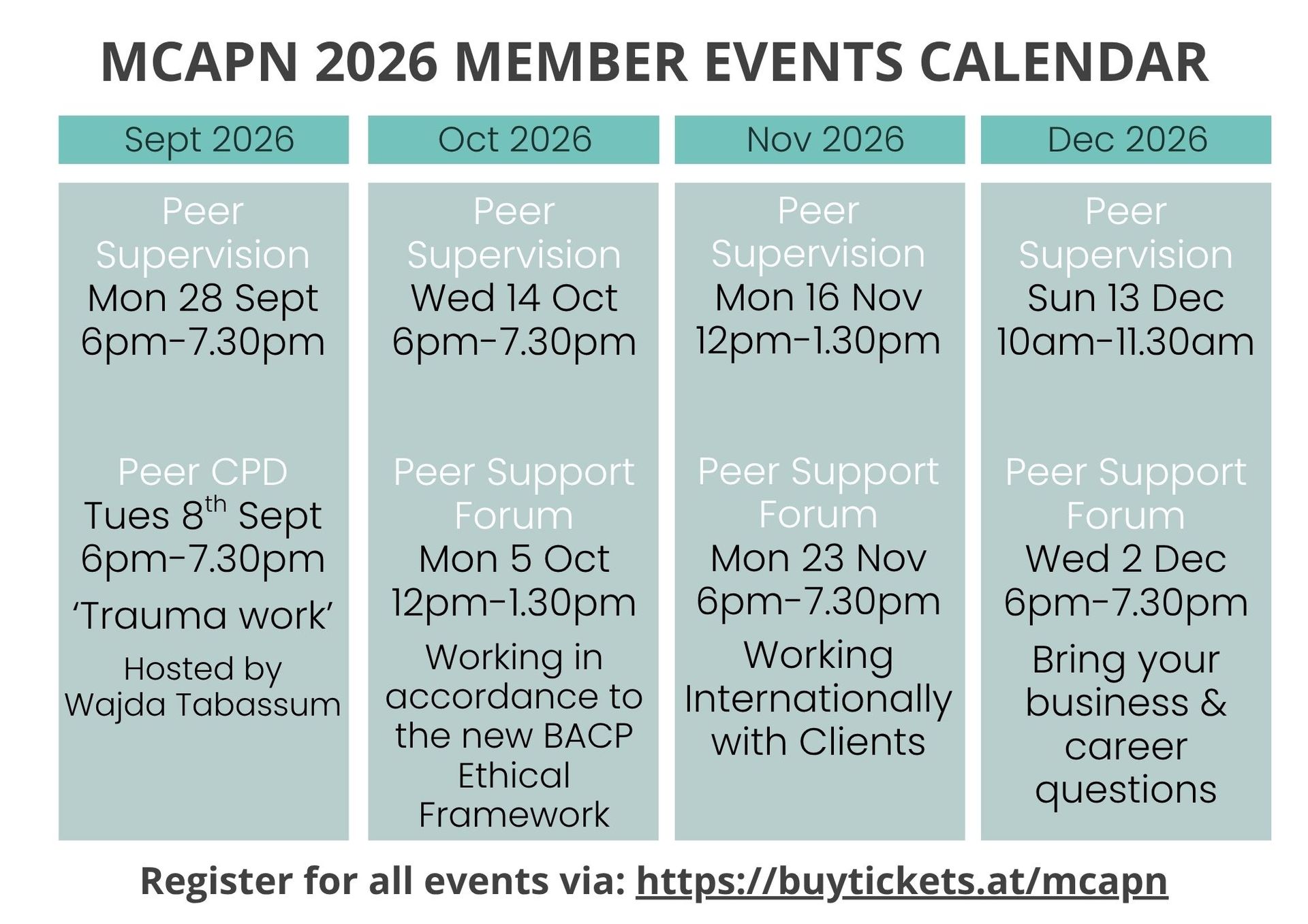 MCAPN Member Events Calendar