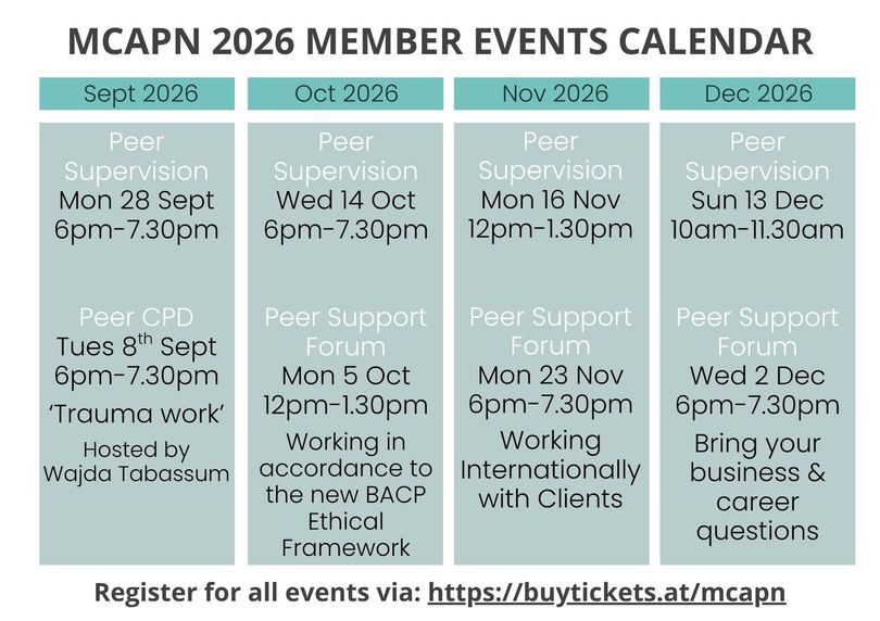MCAPN Member Events calendar