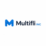 Multifli Inc logo with a blue “M” icon and navy text on a white background